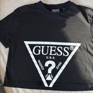 GUESS Black and White Logo Crop Top
